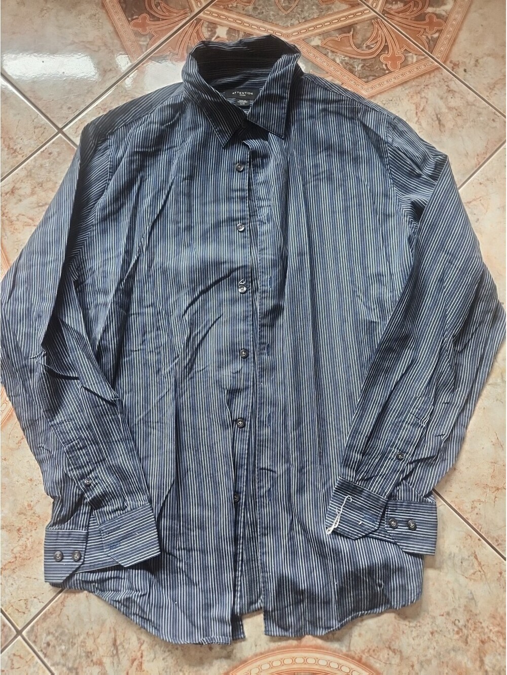 Attention Button-Up Shirt Men's Size XL Multicolor Long Sleeve Striped Cotton